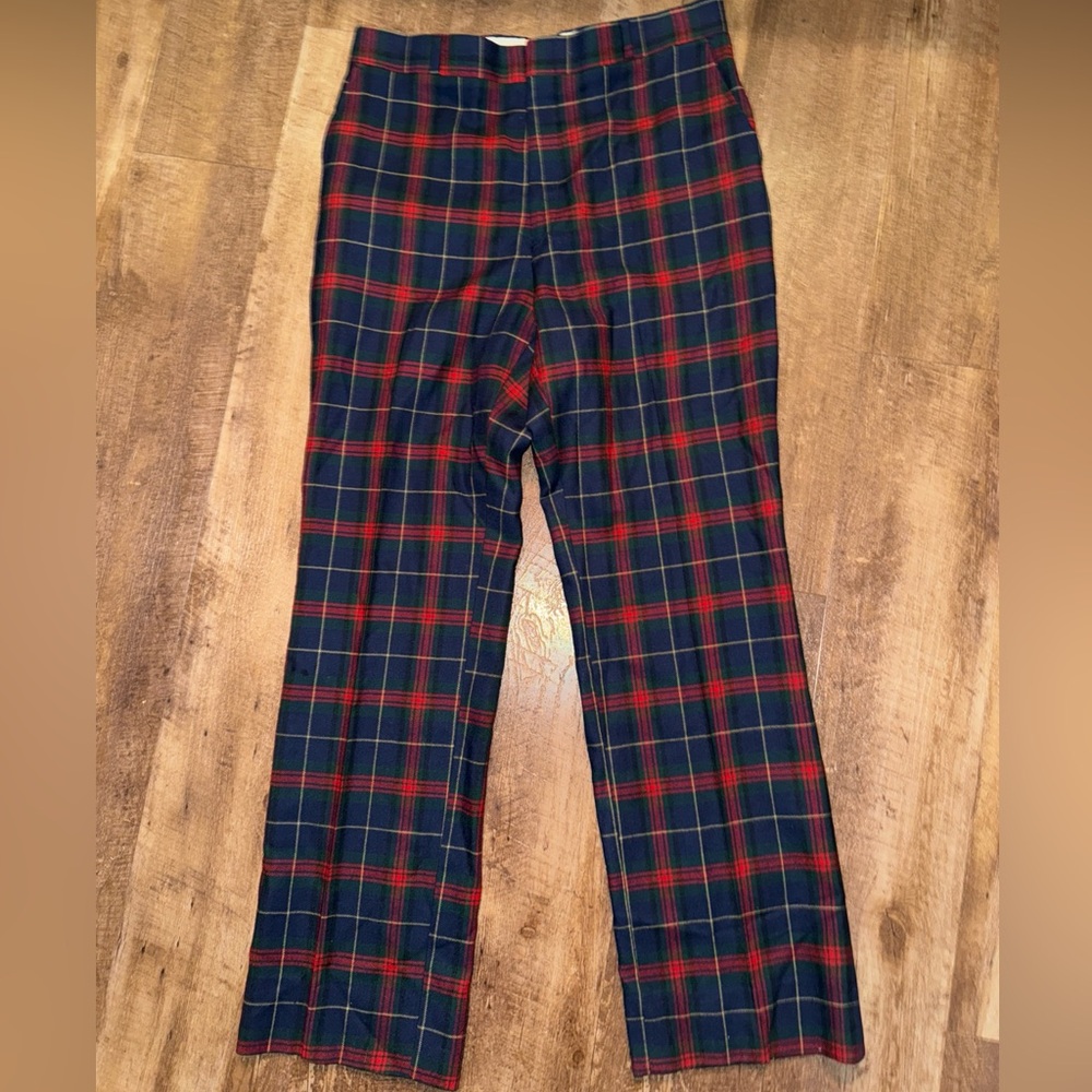 Men's Navy and Red Plaid Dress Pants